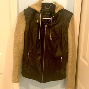 Fun faux leather with sweater arms!